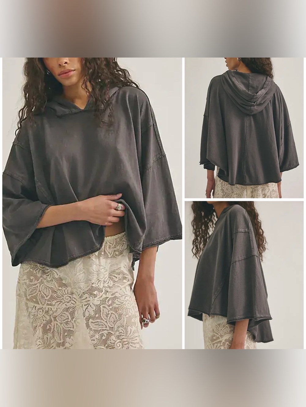 NWT Free People We The Free Come And Go Hoodie - washed black - XS/S